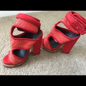 Monika Chiang red leather heels